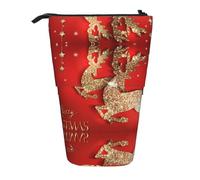 NBHDZENGW Trousse verticale extensible Merry Christmas avec impression, tissu Oxford durable, hauteur réglable (10,5 cm à 18 cm), 3 emplacements intérieurs pour l'école, le bureau, les voyages