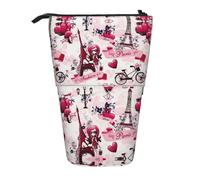 NBHDZENGW Trousse verticale extensible Paris Tour Eiffel France avec impression, tissu Oxford durable, hauteur réglable (10,5 cm à 18 cm), 3 emplacements intérieurs pour l'école, le bureau, les