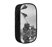 NBHDZENGW United States Marine Trousse à crayons double couche de grande capacité, organiseur en polyester durable imprimé personnalisé pour l'école, le bureau, les voyages, les fournitures