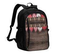 NBHDZENGW Valentine'S Hearts Sac à dos de voyage multifonction pour ordinateur portable avec port de charge USB, grande capacité 12 poches avec poche cachée antivol