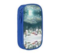 NBHDZENGW Village Town Trousse à crayons double couche de grande capacité, organiseur en polyester durable imprimé personnalisé pour l'école, le bureau, les voyages, fournitures artistiques