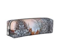 NBHDZENGW Wandering in The Winter Trousse à crayons en cuir léger avec fermeture éclair lisse, élégante et durable pour l'école, le bureau, les voyages - Porte-papeterie léger avec impression complète