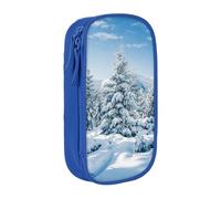 NBHDZENGW Winter Trees Trousse à crayons double couche de grande capacité avec imprimé personnalisé en polyester durable pour l'école, le bureau, les voyages, les fournitures artistiques et le