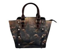 NBHDZENGW Zombie Sac à bandoulière en cuir véritable satiné avec clous et imprimé sur toute la surface, sangle amovible réglable, sac fourre-tout élégant et spacieux pour femme