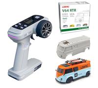 NBJIALIN Mini Voiture RC LDARC 1:64 - Voitures de Course idéales 2,4 GHz, Voitures télécommandées à LED avec carrosserie Interchangeable à Monter soi-même (Orange-Bleu)