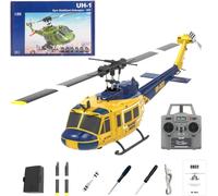 NBJIALIN RC Era C032 UH-1 Hélicoptère Huey télécommandé pour Adultes, 1/48 Sacle 2,4 G 6 CH Gyro stabilisé Avion avec rétention d'altitude et Flux Optique, Drone 3D Stunt (Jaune)