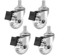 NBKJDSXL Lot de 4 roulettes pivotantes pour meubles avec vis sans tête M8 x 15, roulements à billes, roulettes pivotantes en caoutchouc transparent, roulettes de transport avec frein (32 mm)