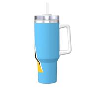 NBMghn Bully de glace avec paille à poignée - Isolation sous vide en acier inoxydable - Pour salle de sport, café, bureau, voiture - Motif drapeau de Sainte-Lucie