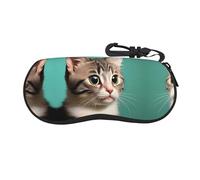 NBMghn Étui à lunettes - Pochette de protection souple avec fermeture éclair pour lunettes de soleil Motif orchidées en fleurs, Un chat curieux, taille unique
