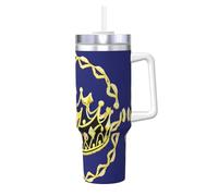 NBMghn Fantasy Tiare Print Ice Bully 1200 ml avec paille à poignée - Gobelet isotherme en acier inoxydable pour salle de sport, café, bureau, voiture