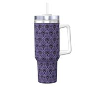 NBMghn Haunted Mansion Print Ice Bully 1200 ml avec paille à poignée - Gobelet isotherme en acier inoxydable pour salle de sport, café, bureau, voiture