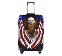 NBMghn Housse de protection pour valise, extensible, motif aigle patriotique, drapeau des États-Unis, accessoires de voyage pour voyages d'affaires, blanc, S