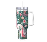 NBMghn Licorne avec cheveux roses - Bully de glace de 1200 ml avec paille à poignée - Gobelet isotherme en acier inoxydable pour salle de sport, café, bureau, voiture