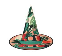 NBMghn Lot de 3 chapeaux de sorcières d'Halloween - Plantes vertes en pot - Imprimé de plantes vertes - Costume de sorcière - Cosplay, jeu de rôle, festival, carnaval
