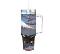 NBMghn Mont Fuji in Early Spring Print Ice Bully 1200 ml avec paille à poignée - Gobelet isotherme en acier inoxydable pour salle de sport, café, bureau, voiture