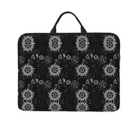 NBMghn Running Unicorns Print14in Sacoche pour ordinateur portable - Sacoche Messenger avec poignée - Housse pour ordinateur portable de voyage et d'affaires, Symboles Supernatural Noir, Taille unique
