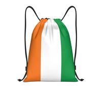 NBMghn Sacs légers à cordon de serrage - Sac à dos imprimé drapeau de la Côte d'Ivoire avec sangles réglables - Parfait pour le sport, le yoga, les voyages, Noir , M