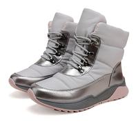 NBOFIEHY Bottes Femme Hiver Imperméable Bottes de Neige Doublure Fourrure Bottines d'Hiver Antidérapante Chaussures Mode, Gris, 40 EU