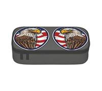 NBRIEU American Bald Eagle Print Trousse à crayons grande capacité Organiseur de papeterie avec plusieurs compartiments Noir Taille unique Noir Imprimé Talla única, Noir , Taille unique, Imprimé