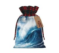 NBRIEU Big Ocean Wave Sac cadeau réutilisable avec impression HD pour fête de Noël mariage