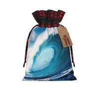 NBRIEU Big Ocean Wave Sac cadeau réutilisable avec impression HD pour fête de Noël mariage