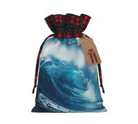 NBRIEU Big Ocean Wave Sac cadeau réutilisable avec impression HD pour fête de Noël mariage
