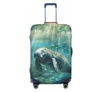NBRIEU Crazy Save Manatee Housse de valise élastique moderne, lavable, convient aux bagages de 45,7 cm à 81,3 cm, Noir , L