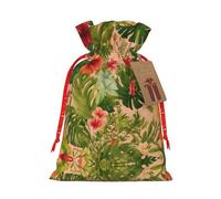 NBRIEU Hojas Tropicales - Sac cadeau avec imprimé Y-Flores - Avec cordon de serrage - Réutilisable - Pour vacances, fête, mariage