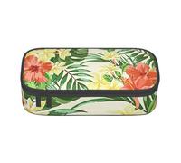 NBRIEU Hojas Tropicales y Flores Trousse à crayons de grande capacité avec plusieurs compartiments