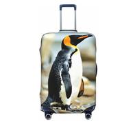 NBRIEU Housse de valise élastique à imprimé pingouin, tendance, lavable, convient aux bagages de 45,7 à 81,3 cm, noir, Small