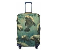 NBRIEU Housse de valise élastique à motifs animaux de lamantin à la mode, lavable, convient aux bagages de 45,7 à 32,4 cm, Noir , Medium