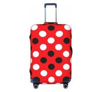 NBRIEU Housse de valise élastique avec imprimé à pois rouges et blancs, à la mode, lavable, convient aux bagages de 45 à 32 cm, Noir , Medium