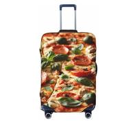 NBRIEU Housse de valise élastique avec motif 3D pizza et pepperoni - Lavable - Convient aux bagages de 45,7 à 81,6 cm, Noir , S