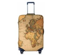 NBRIEU Housse de valise élastique avec motif carte du monde - Lavable - Convient aux bagages de 45,7 à 81,6 cm, Noir , S