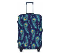 NBRIEU Housse de valise élastique avec motif plumes de paon - Lavable - Convient pour les bagages de 45,7 à 32,4 cm, Noir , Medium
