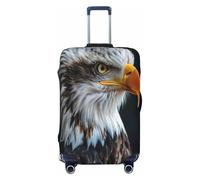 NBRIEU Housse de valise élastique imprimée aigle chauve tendance lavable convient aux bagages de 45,7 à 81,3 cm, noir/blanc, L