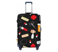 NBRIEU Housse de valise élastique imprimée motif dessin animé médecine tendance lavable convient aux bagages de 45,7 à 81,3 cm, noir/blanc, M
