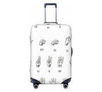 NBRIEU Housse de valise extensible en langue des signes de l'alphabet tendance lavable pour bagages de 45,7 à 81,3 cm, noir/blanc, taille L, noir/blanc, L