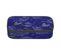 NBRIEU Manta Ray and Fish Trousse à crayons grande capacité Organiseur de papeterie multi-compartiments Noir Taille unique Noir Imprimé Talla única, Noir , Taille unique, Imprimé