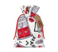 NBRIEU Sac cadeau avec cœurs rouges, lèvres et amour avec cordon de serrage, réutilisable, pour vacances, fête, mariage, sac cadeau