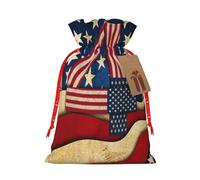 NBRIEU Sac cadeau avec imprimé drapeau patriotique du 4 juillet, avec cordon de serrage, sac cadeau réutilisable pour fête de mariage