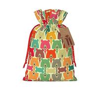 NBRIEU Sac cadeau avec imprimé ours colorés avec cordon de serrage, sac cadeau réutilisable pour fête de mariage