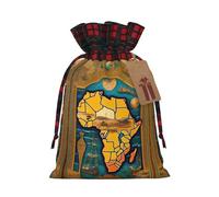 NBRIEU Sac cadeau imprimé carte du monde abstrait réutilisable pour fête de Noël mariage cadeau