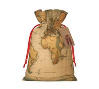 NBRIEU Sac cadeau imprimé carte du monde, cordon de serrage, sac cadeau réutilisable pour fête de mariage