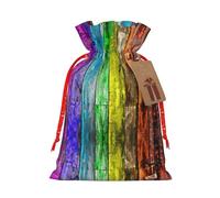 NBRIEU Sac cadeau imprimé en bois à peindre avec cordon de serrage, sac cadeau réutilisable pour fêtes de vacances et mariages