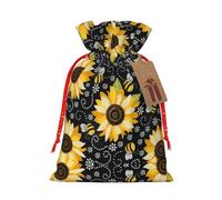 NBRIEU Sac cadeau imprimé tournesol abeille, avec cordon de serrage, sac cadeau réutilisable pour fête, mariage