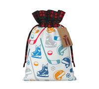NBRIEU Sac cadeau réutilisable avec éléments de hockey - Impression créative à motifs - Pour Noël, fête, mariage