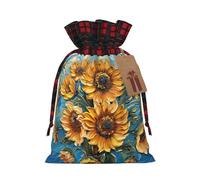 NBRIEU Sac cadeau réutilisable avec impression de tournesol peinture à l'huile pour Noël, fête, mariage, sac cadeau