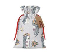 NBRIEU Sac cadeau réutilisable avec motif de cheval adorable avec cordon de serrage pour vacances, fête, mariage
