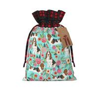 NBRIEU Sac cadeau réutilisable en forme de chien basset avec motif floral pour Noël, fête, mariage